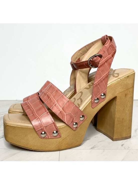 Sam Edelman Shoes - Sam Edelman Rosalind Pink Crocodile Leather Platform Heeled Sandal 7M
